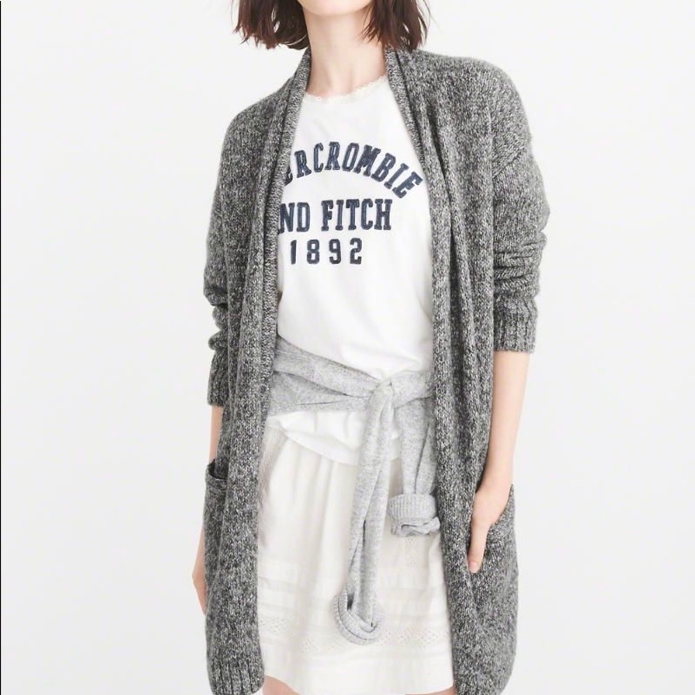 NWT A&F Long Grey Cardigan
